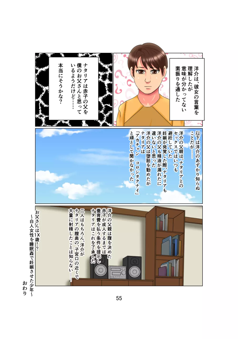 お父さんは1X歳!? Vol.2 ～白人女性を睡眠姦で妊娠させた少年～ Page.55