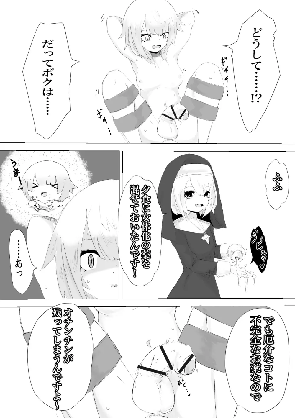 邪教シスターに女体化されオチン〇ンを没収されるお話 Page.16