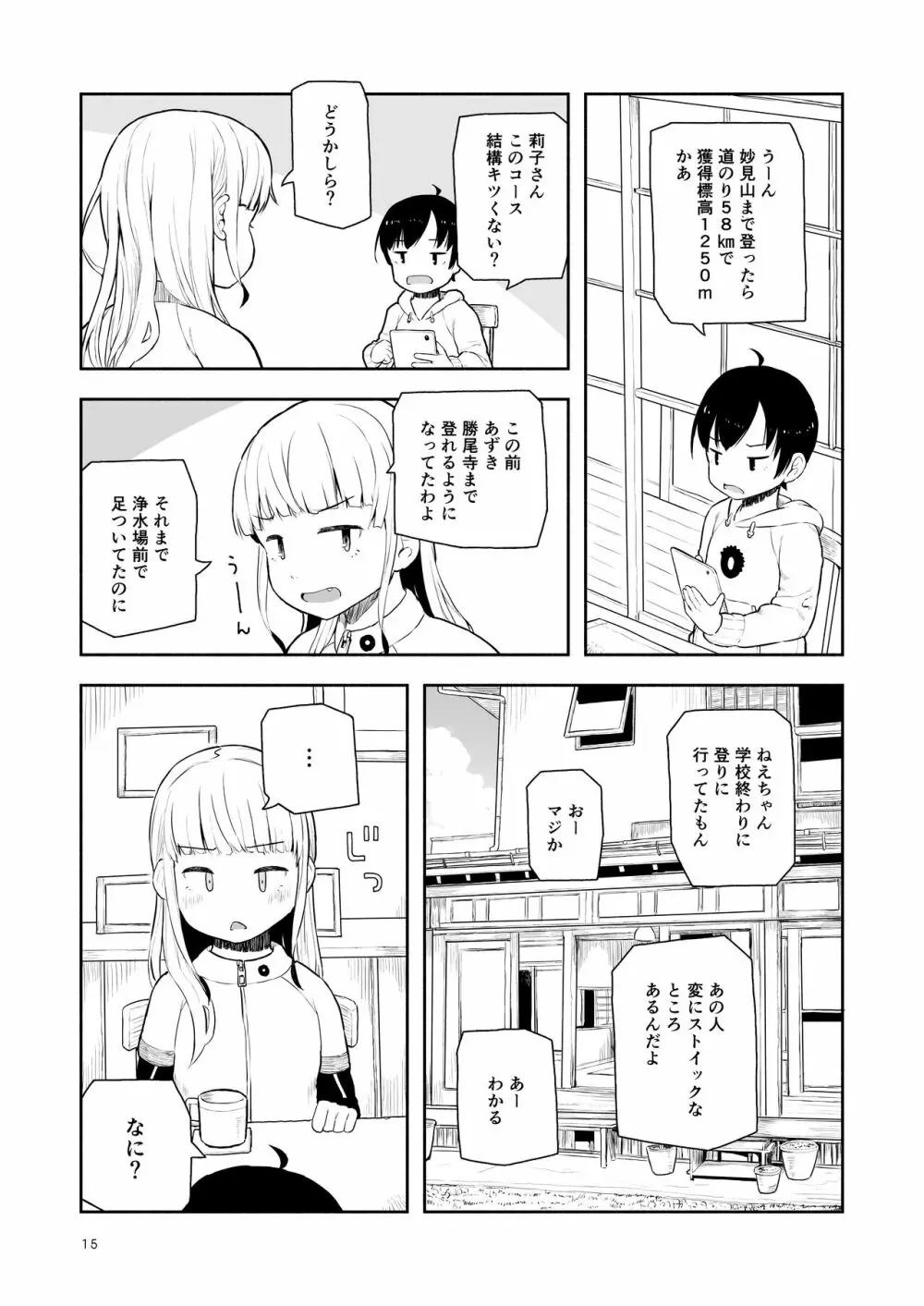 大峠さんがヒルクライムしようとしている。 Page.14