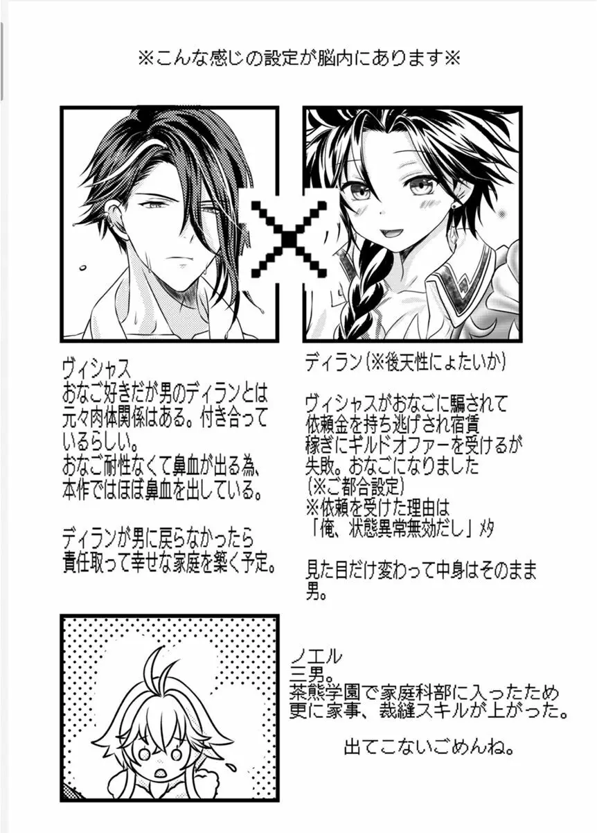 最推し登場に耐えられず現実逃避のため描いたディラン女体化本。 Page.2