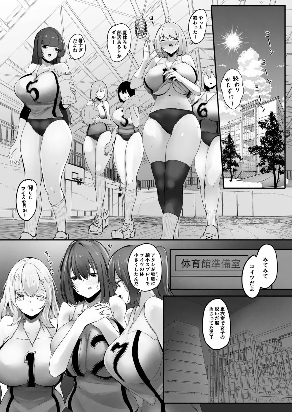 小さくされた夏休み (体を縮められ部活少女達の欲望を満たすペットとして扱われる) Page.2